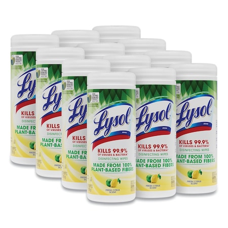 Disinfecting Wipes II Fresh Citrus, 1-Ply, 7 X 7.25, White, 30 Wipes/Canister, 12PK